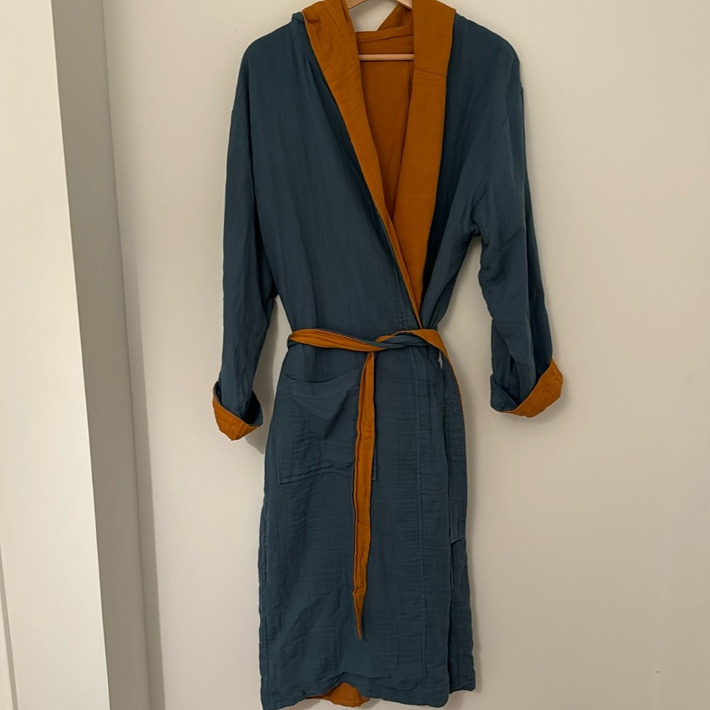 Elegant Blue and Orange Women's Robe